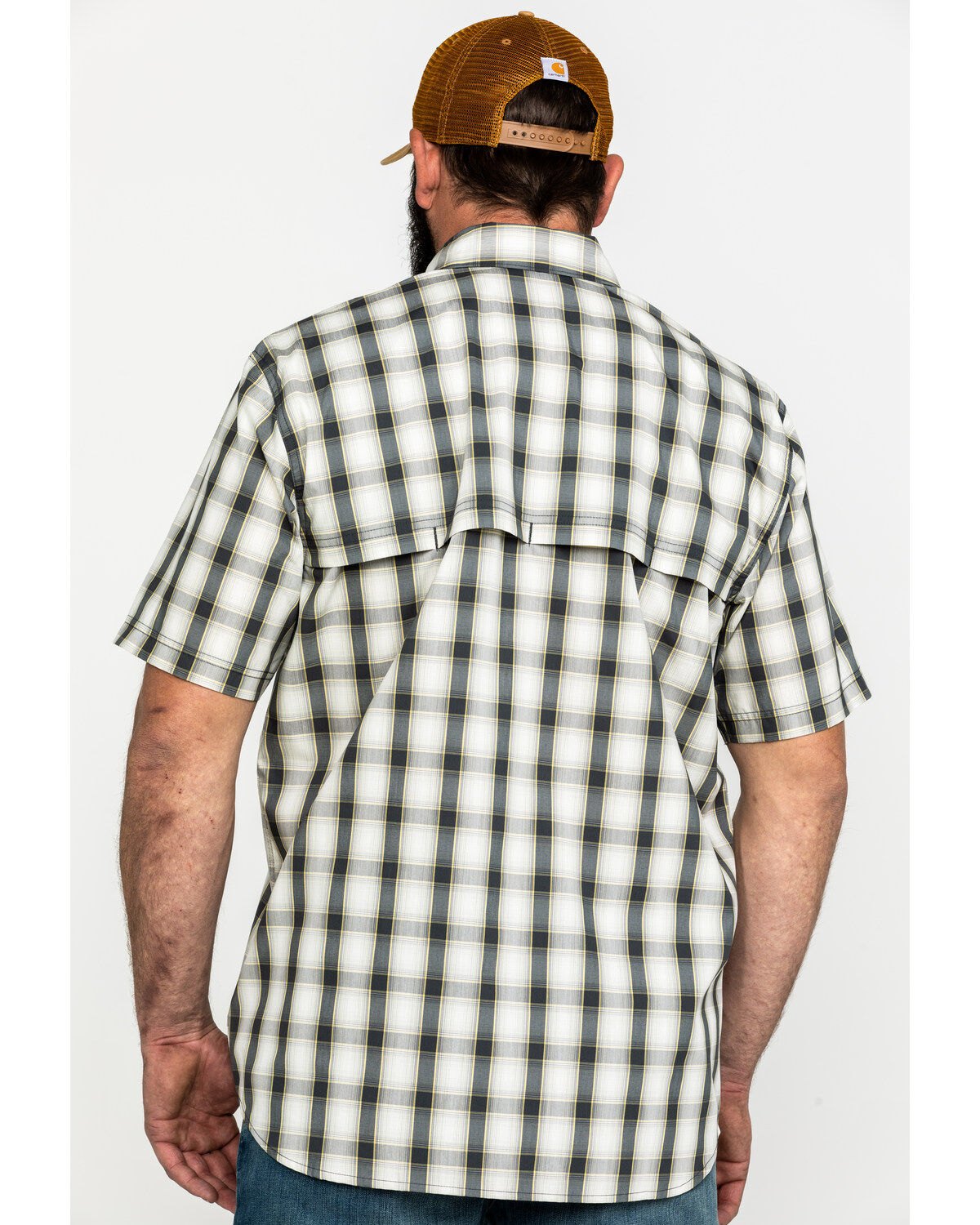 Image #2 - Carhartt Men's Plaid Print Rugged Flex® Rigby Short Sleeve Work Shirt, Grey, hi-res