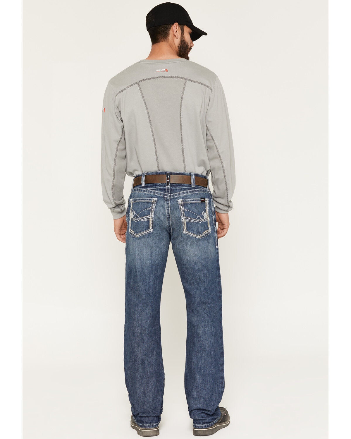 Image #5 - Ariat Men's Fire-Resistant M4 Ridgeline Boot Cut Work Jeans, Denim, hi-res