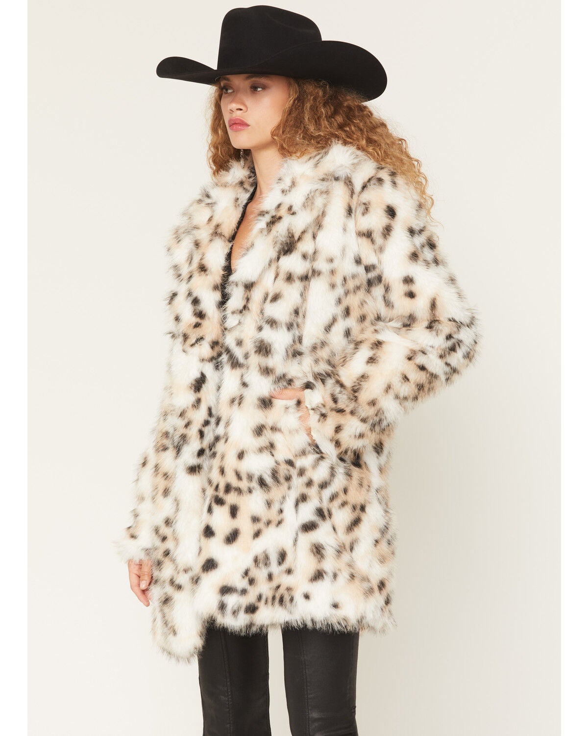 Shyanne Women's Peregrine Long Leopard Print Faux Fur Coat, Cream, hi-res