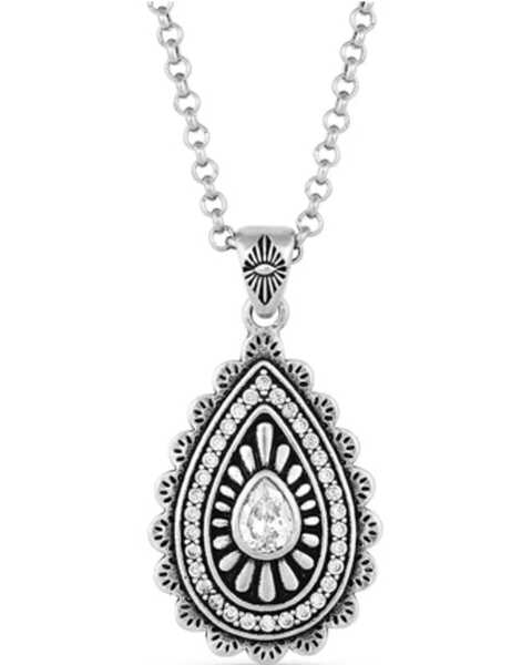 Montana Silversmiths Women's Purely & Primal Teardrop Silver Necklace, Silver, hi-res