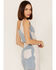 Understated Leather Women's Lil Mamma Denim Leather Bustier Top, Blue, hi-res