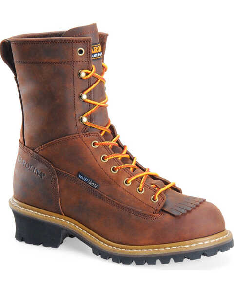 Carolina Men's Logger 8" Work Boots, Brown, hi-res