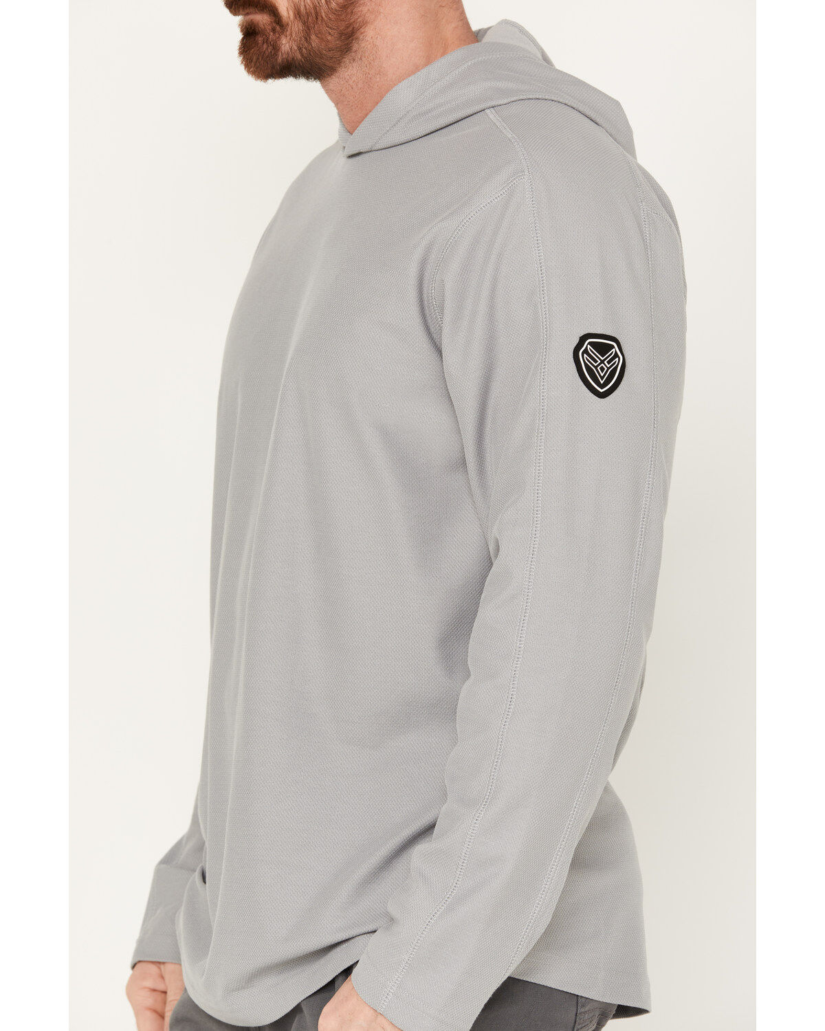 Image #3 - Hawx Men's UPF Long Sleeve Hooded Work Shirt, Light Grey, hi-res