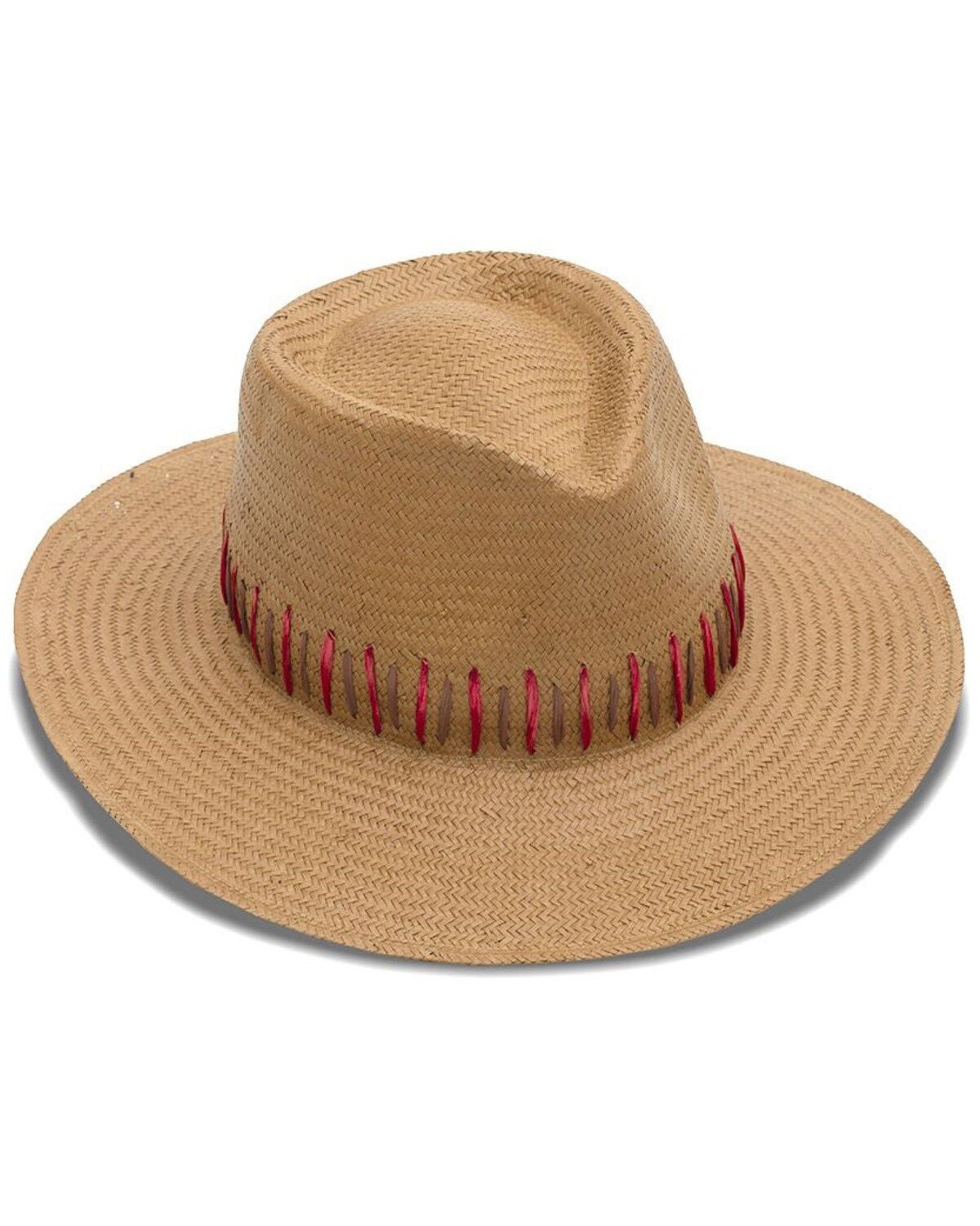 Nikki Beach Women's Raine Straw Fedora, Brown, hi-res