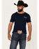 Image #1 - RANK 45® Men's Elliot Cowboy Short Sleeve Graphic T-Shirt, Navy, hi-res