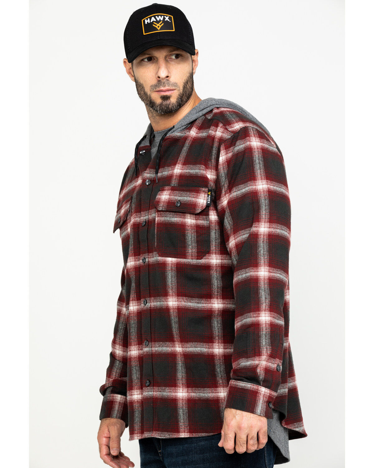 Red plaid hooded jacket clearance