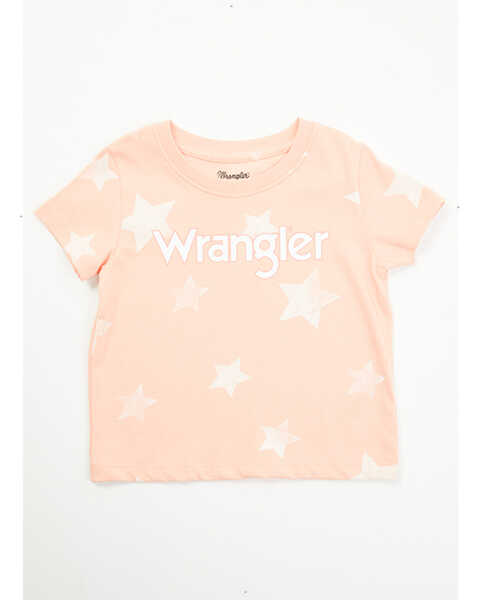 Wrangler Toddler Girls' Star Print Short Sleeve Graphic Tee , Peach, hi-res