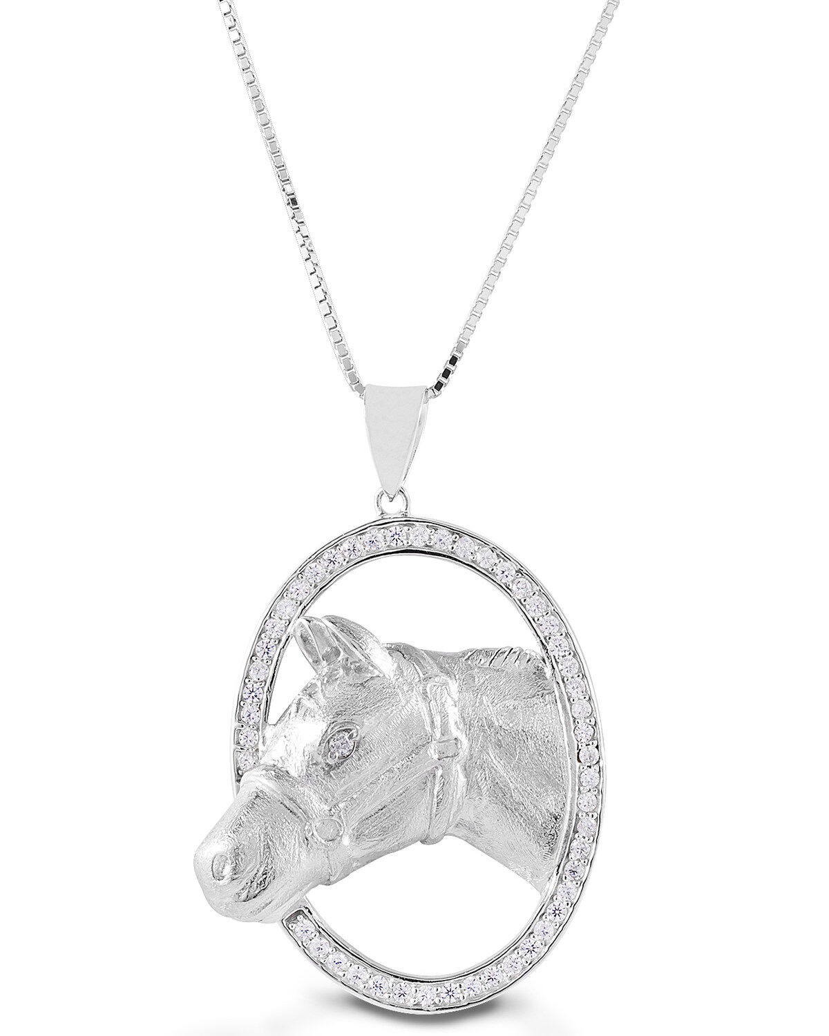 Image #1 - Kelly Herd Women's Oval Halter Horsehead Necklace, Silver, hi-res