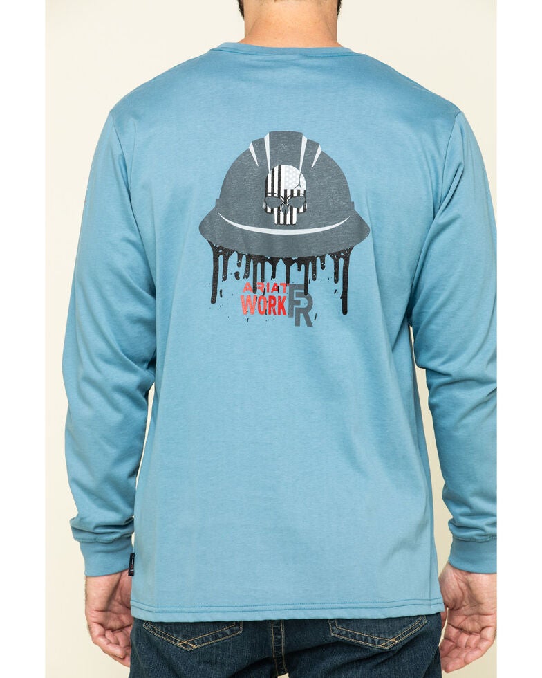 Ariat Men's Blue FR American Oil Graphic Long Sleeve Work T-Shirt