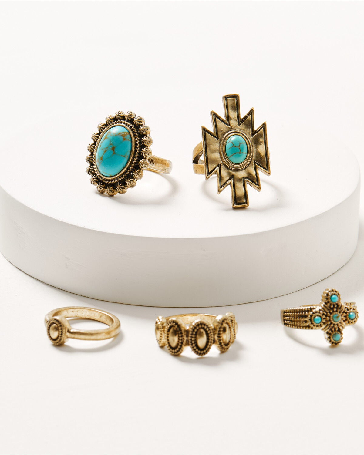 Shyanne Women's Summer Solstice Southwestern Charm Ring Set - 5 Piece, Gold, hi-res