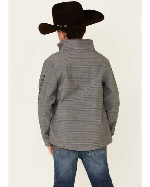 Cinch Boys' Grey Textured Logo Sleeve Zip-Front Softshell Jacket , Grey, hi-res