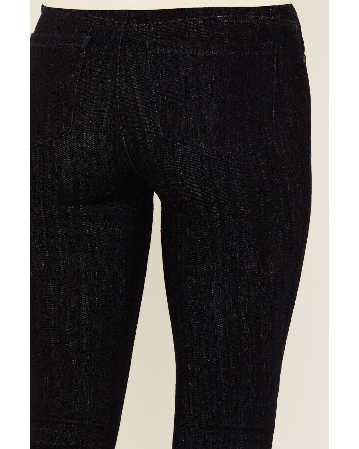 Product Name:  Idyllwind Women's Magnolia Dark Wash Outlaw High Rise Studded Fringe Super Stretch Flare Jeans