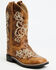 Image #1 - Shyanne Girls' Little Lasy Floral Embroidered Western Boots - Broad Square Toe, Tan, hi-res