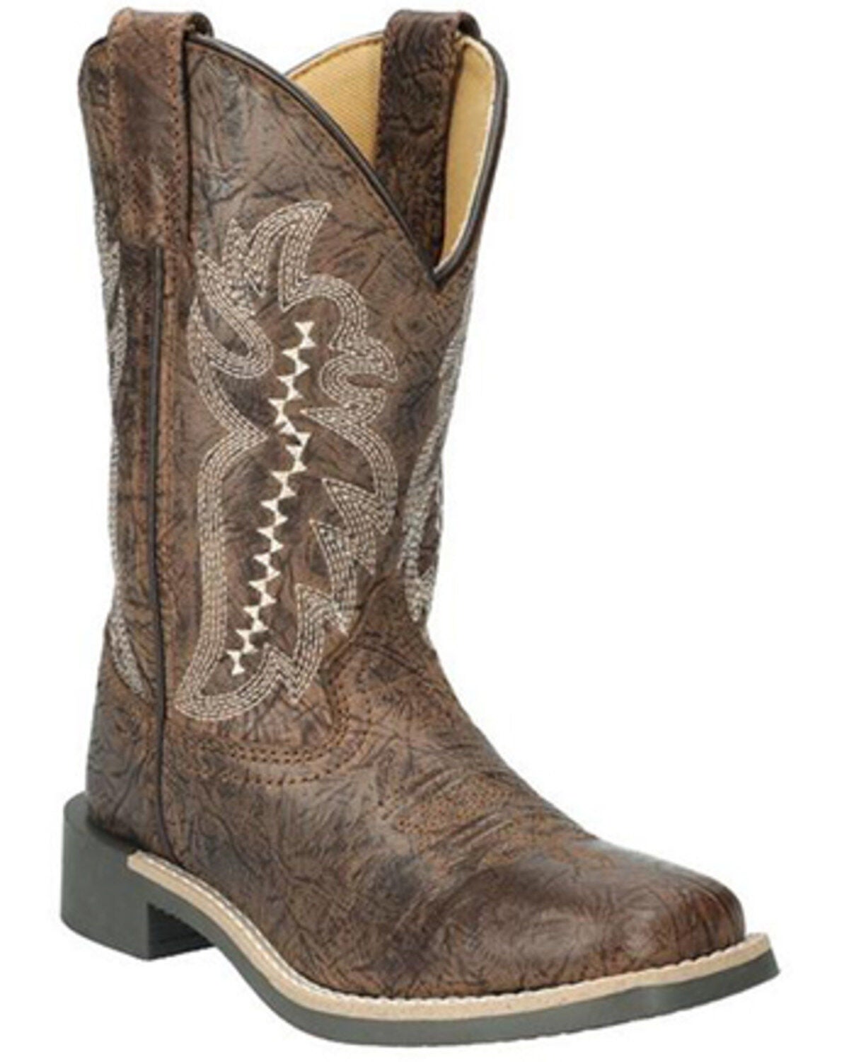 Smoky Mountain Little Boys' Presley Western Boots - Broad Square Toe, Brown, hi-res