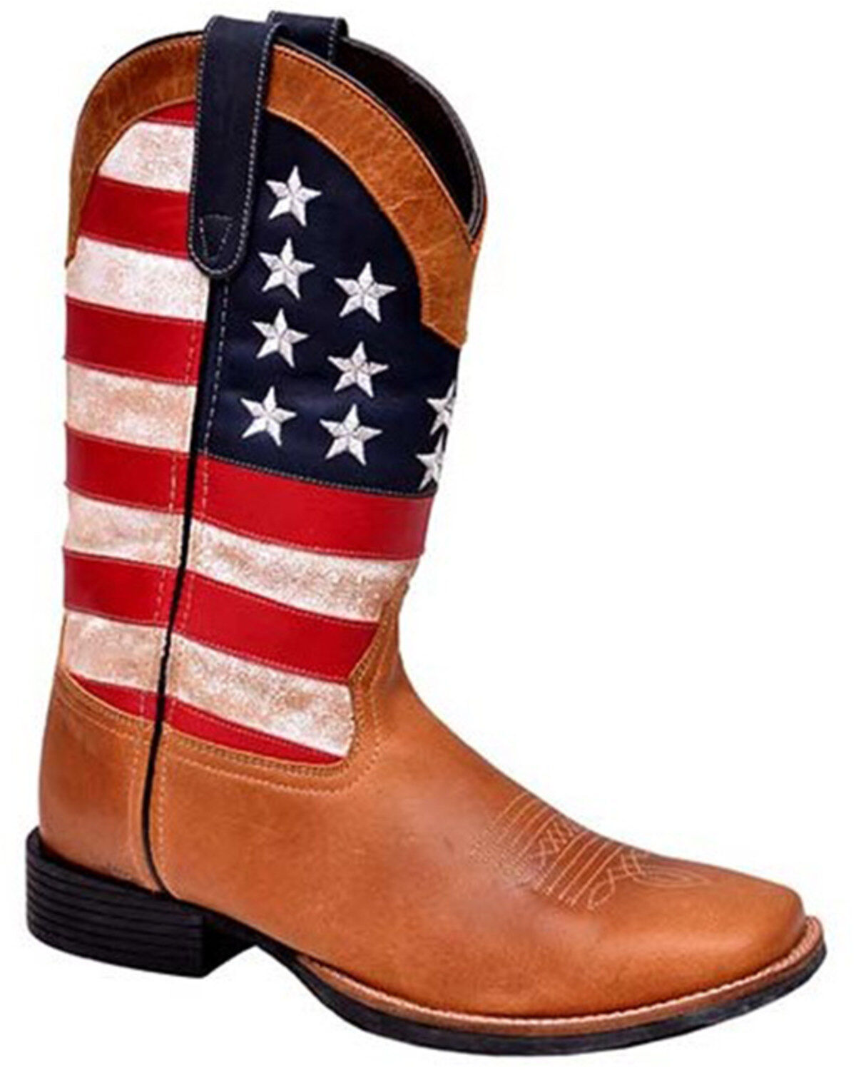 Image #1 - Roper Men's Patriotism Oiled Vamp Performance Western Boots - Square Toe, Tan, hi-res