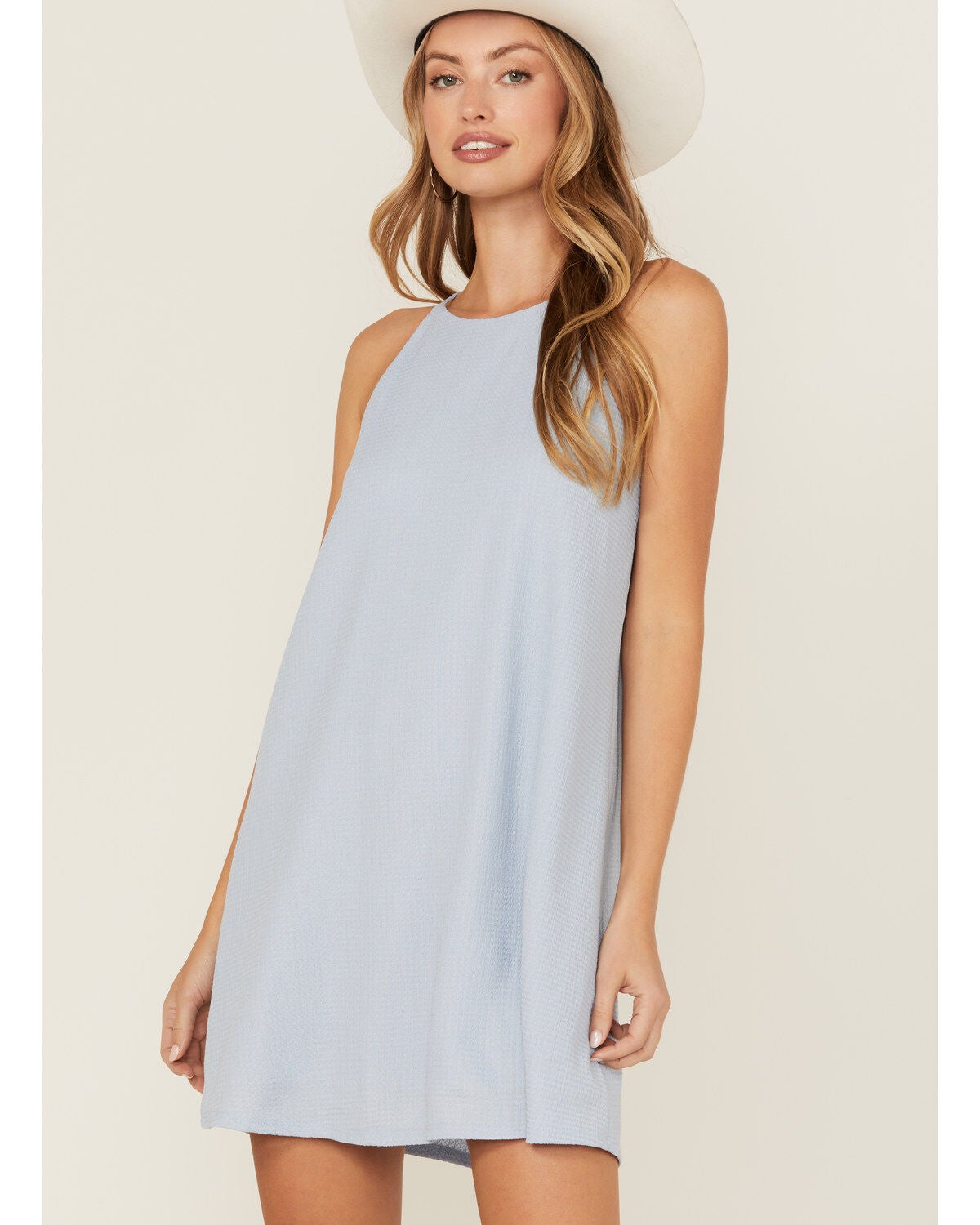 Wild Moss Women's Goddness Solid Mini Dress, Light Blue, hi-res