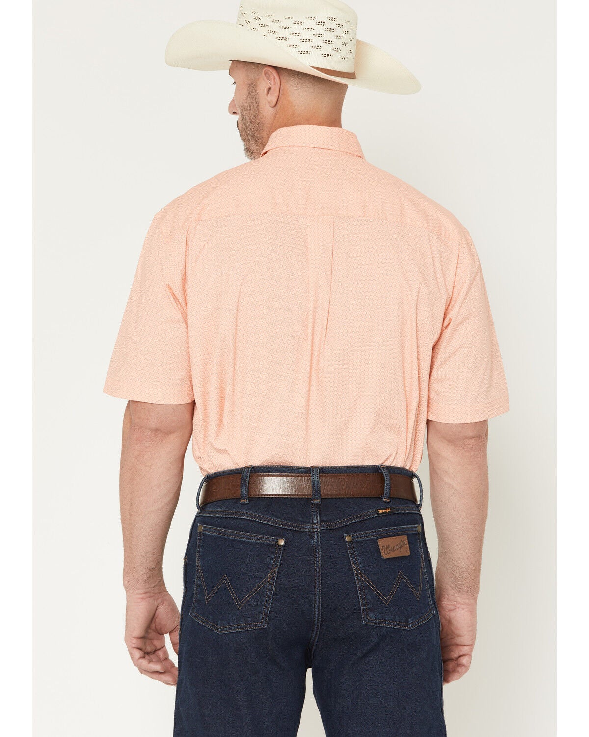 Image #4 - George Strait by Wrangler Men's Geo Print Short Sleeve Button-Down Stretch Western Shirt - Big, Orange, hi-res
