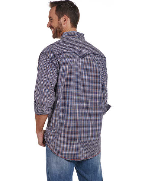 Image #2 - Cowboy Up Men's Heavy Stitched Plaid Print Long Sleeve Snap Western Shirt , Blue, hi-res