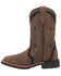 Dan Post Girls' Posey Floral Inlay Western Boots - Broad Square Toe, Honey, hi-res