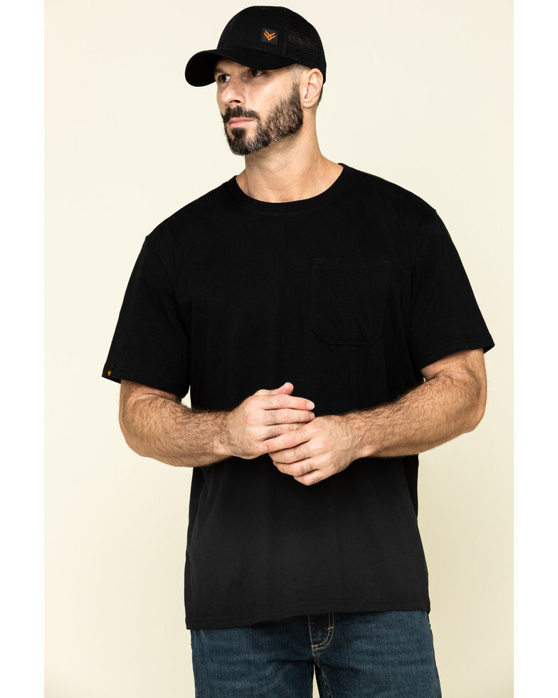 Hawx Men's Black Pocket Crew Short Sleeve Work T-Shirt - Tall , Black, hi-res