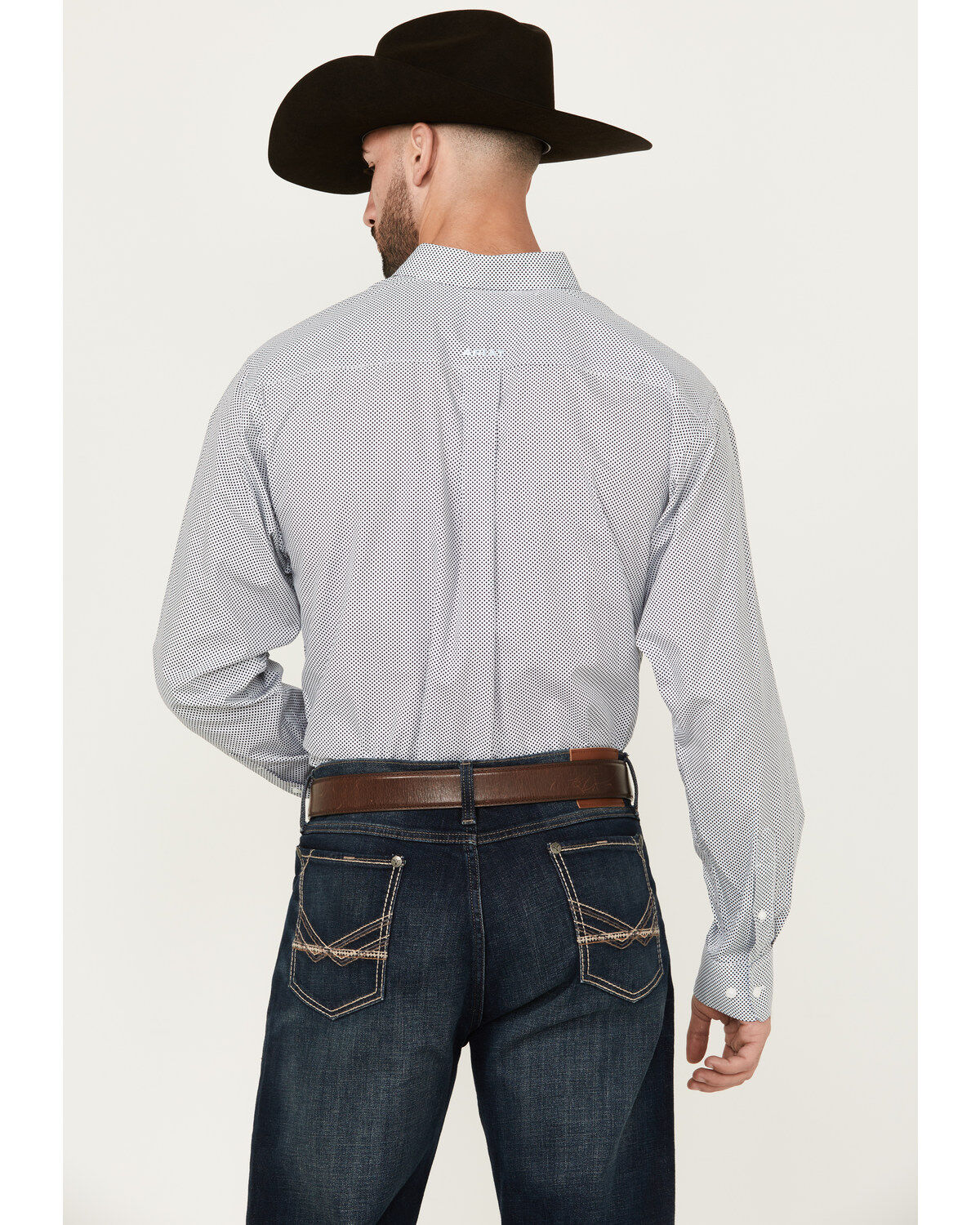 Image #4 - Ariat Men's Wes Geo Print Long Sleeve Button-Down Western Shirt, Dark Blue, hi-res