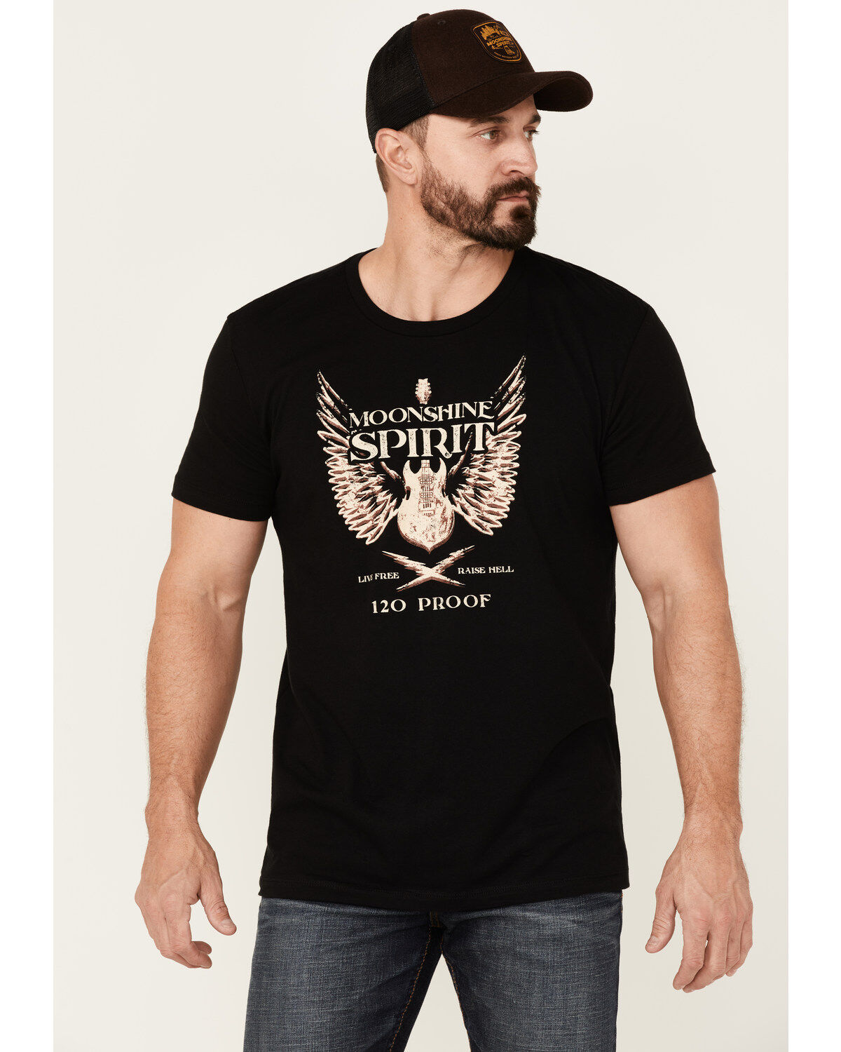 Image #1 - Moonshine Spirit Men's Guitar Wings Graphic Short Sleeve T-Shirt, Black, hi-res