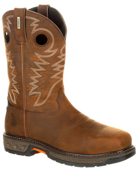 Georgia Boot Men's Carbo-Tec LT Waterproof Western Work Boots - Alloy Toe, Brown, hi-res