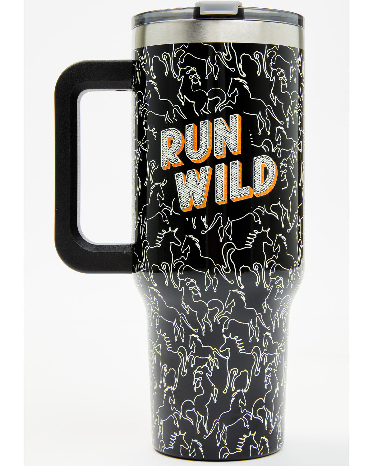 Image #1 - Boot Barn 40oz Run Wild Tumbler with Handle, Black, hi-res
