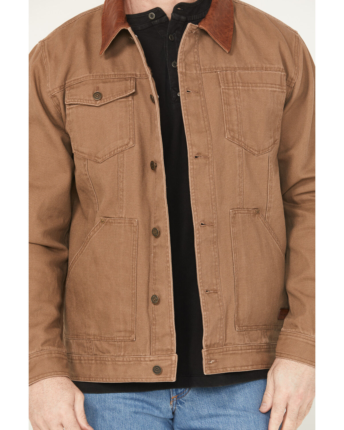 Image #3 - Thorogood Men's Canvas Button-Down Trucker Jacket, Lt Brown, hi-res