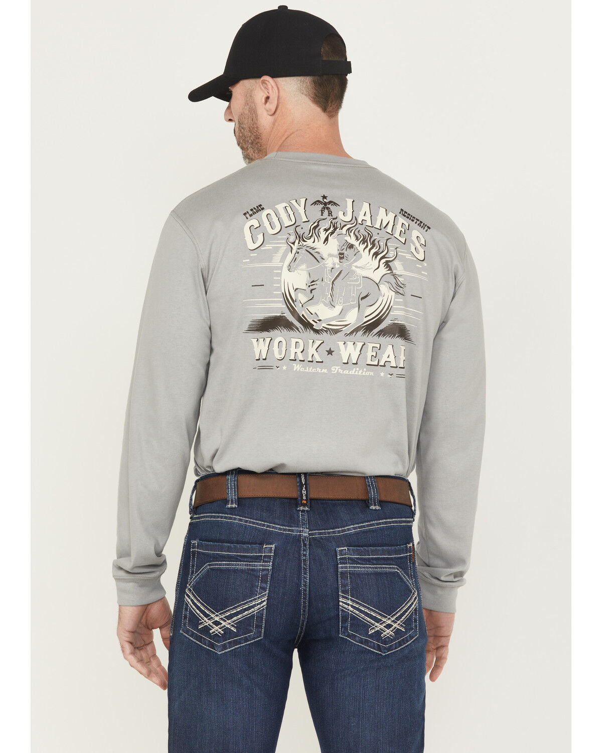Image #1 - Cody James Men's Old West Graphic Long Sleeve Work T-Shirt, Medium Grey, hi-res