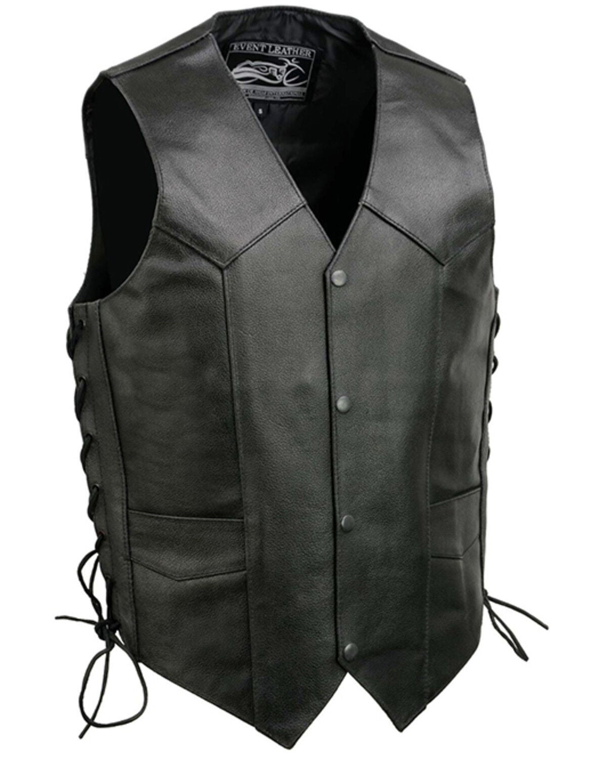 Milwaukee Leather Men's Black Classic Side Lace Biker Vest, Black, hi-res