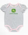 John Deere Infant Girls' Logo Short Sleeve Onesie, Grey, hi-res