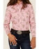 Image #3 - Panhandle Girls' Rodeo Print Long Sleeve Pearl Snap Western Shirt, Pink, hi-res