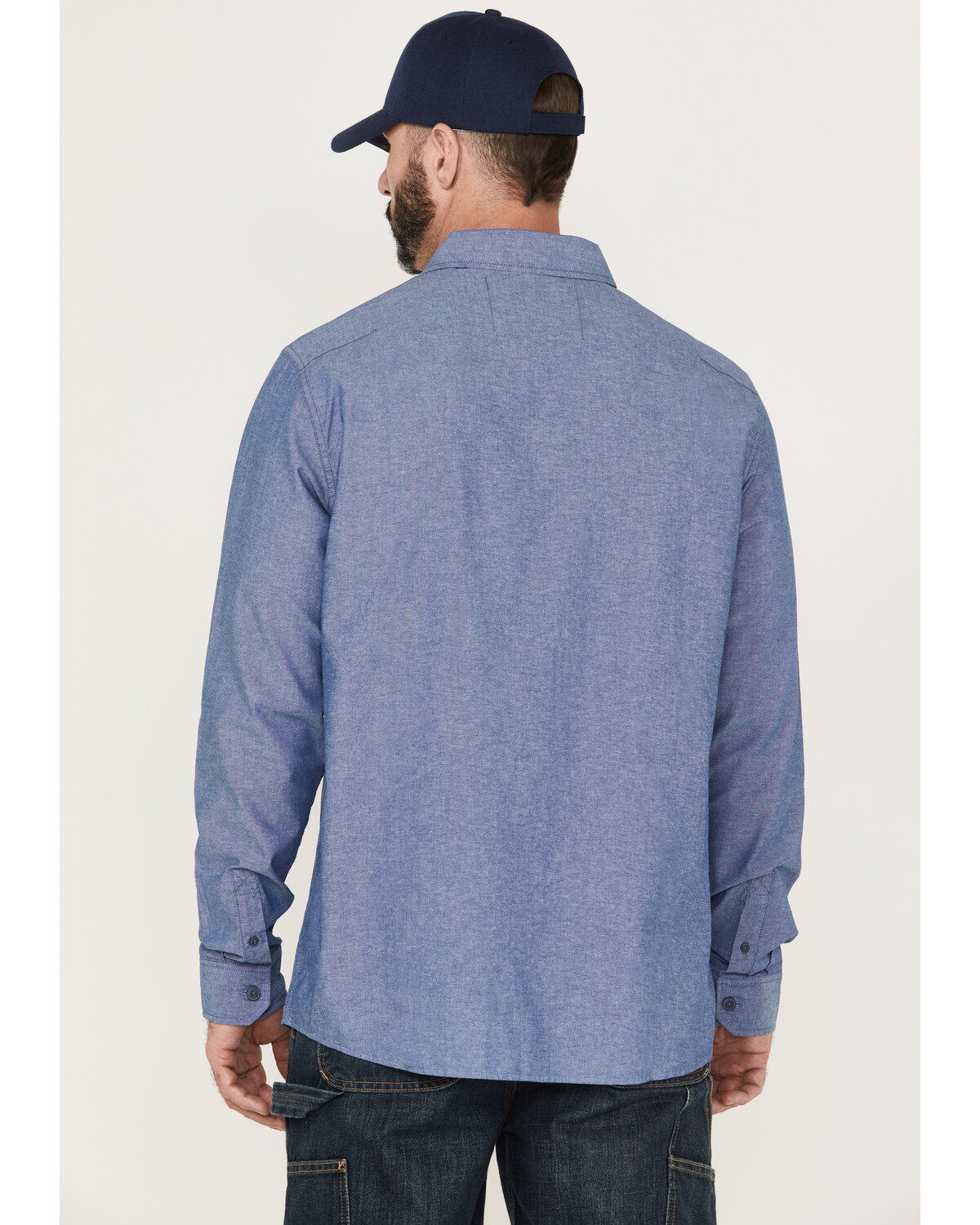 Image #4 - Hawx Men's Chambray Sun Protection Long Sleeve Button-Down Western Shirt, Blue, hi-res