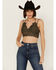 Image #1 - Wishlist Women's Strappy Lace Applique Scallop Lace Bralette, Olive, hi-res