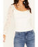 Image #3 - Shyanne Women's Lace Sleeve Rib Long Sleeve Top, Off White, hi-res