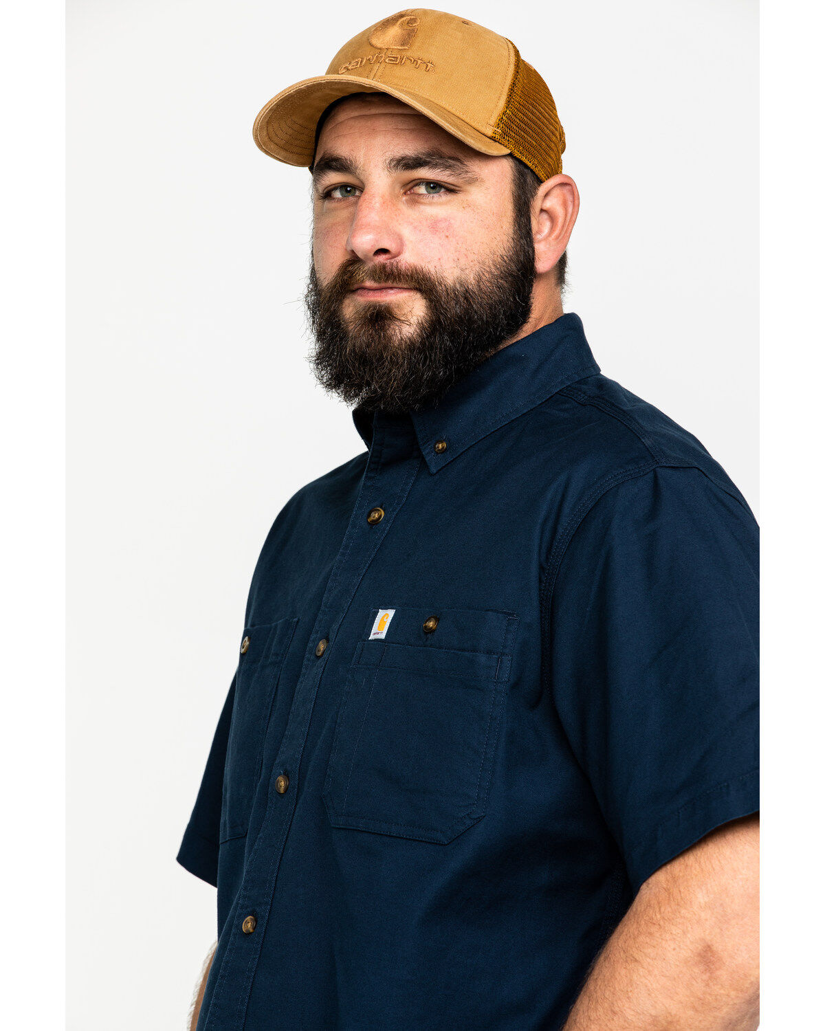 Image #5 - Carhartt Men's Rugged Flex Rigby Short Sleeve Work Shirt, Navy, hi-res