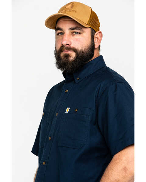 Image #5 - Carhartt Men's Rugged Flex Rigby Short Sleeve Work Shirt , Navy, hi-res