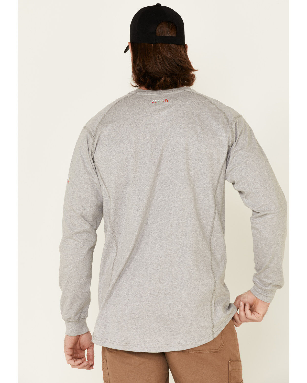 Image #4 - Ariat Men's FR Air Henley Long Sleeve Work Shirt, Heather Grey, hi-res