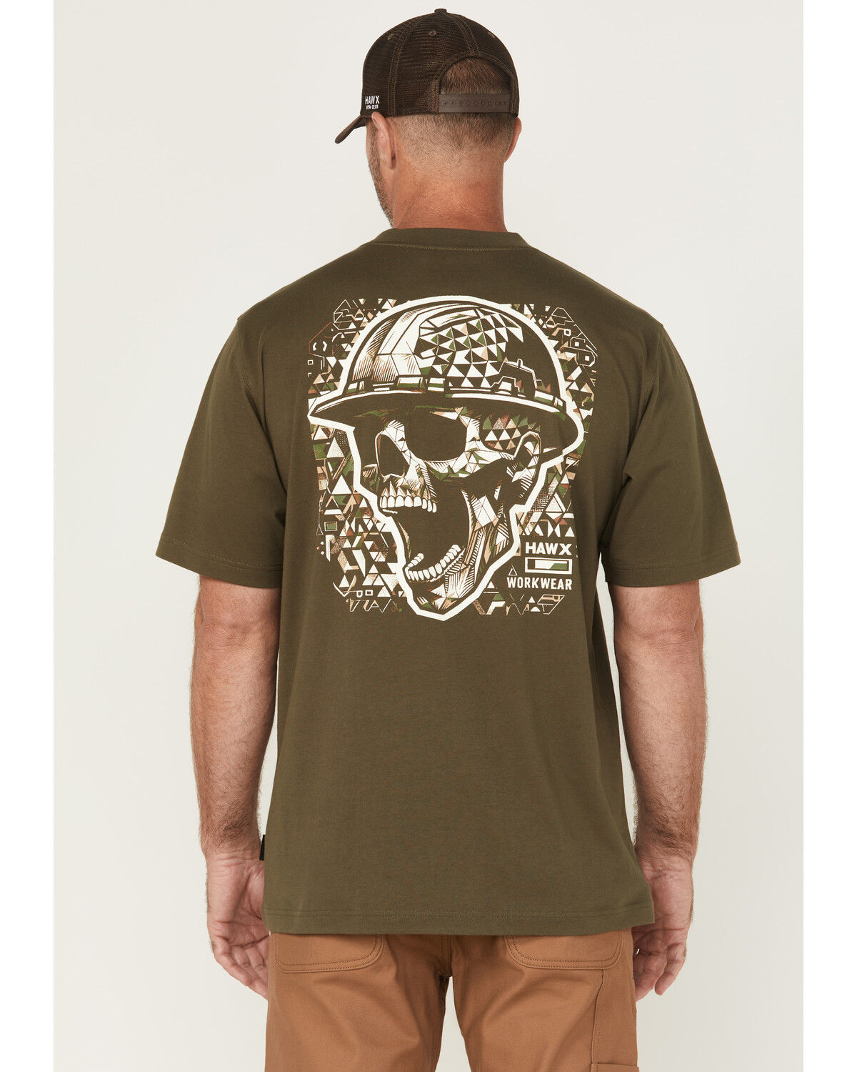 Image #1 - Hawx Men's Scream Skull Short Sleeve Graphic T-Shirt, Olive, hi-res