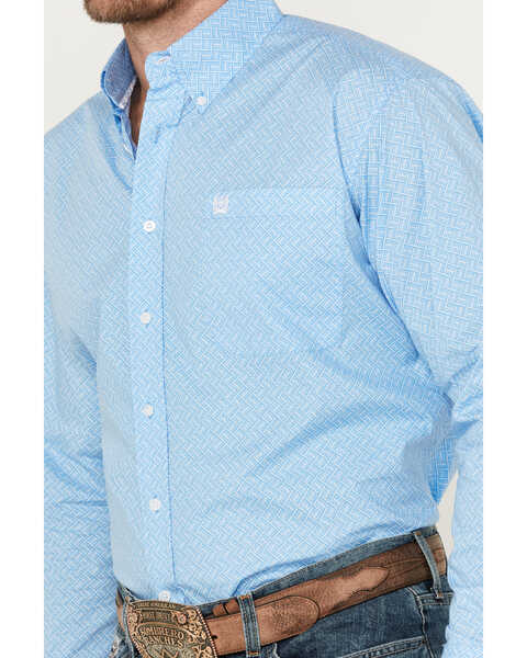 Image #3 - Cinch Men's Geo Print Long Sleeve Button Down Stretch Western Shirt, Blue, hi-res