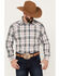 Image #1 - Roper Men's Amarillo Plaid Print Long Sleeve Western Snap Shirt, Grey, hi-res