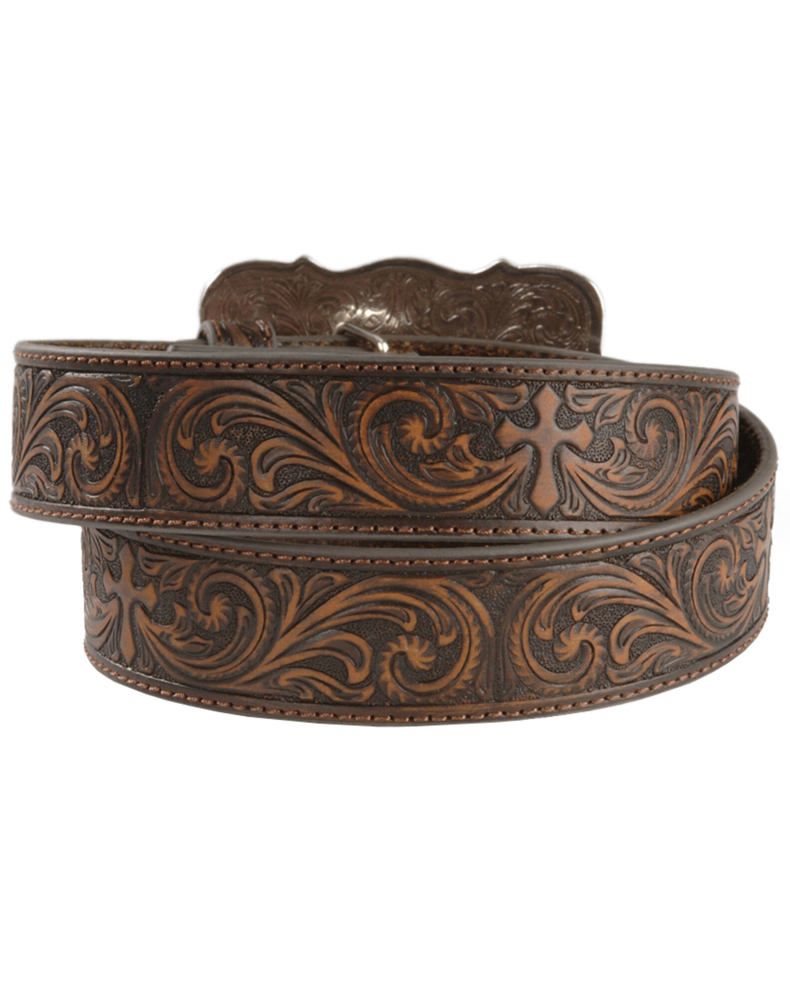 Nocona Belt Co. Women s Embossed Leather Cross Buckle Belt Boot Barn