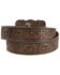 Nocona Belt Co. Women's Embossed Leather Cross Buckle Belt, Brown, hi-res