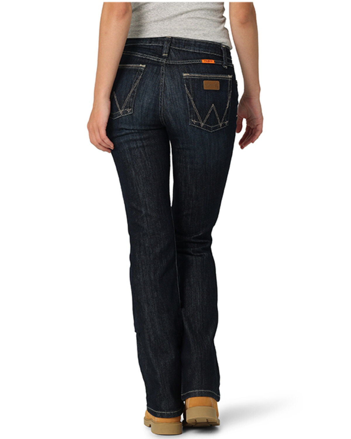 Image #2 - Wrangler Women's FR Mae Cherry Point Dark Wash Bootcut Work Jeans, Indigo, hi-res