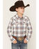 Image #1 - Gibson Trading Co Boys' Tucker Plaid Print Long Sleeve Snap Flannel Shirt, White, hi-res