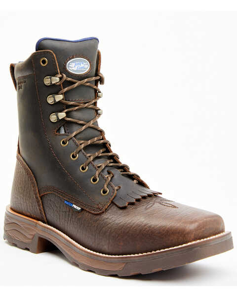 Tony Lama Men's Greasewood 8" Lace-Up Comp Waterproof Work Boots -  Square Toe, Brown, hi-res