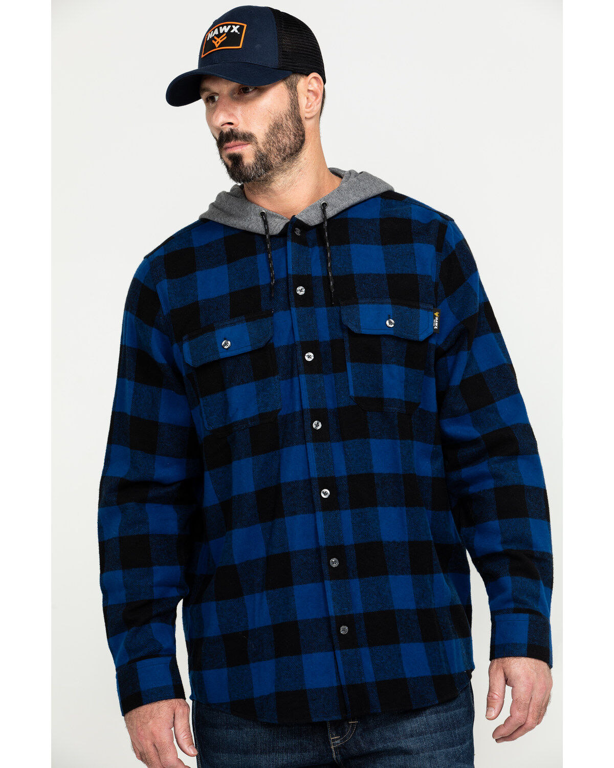 Image #1 - Hawx Men's Monteta Plaid Hooded Long Sleeve Shirt Work Jacket, , hi-res