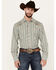Image #1 - Roper Men's Plaid Print Embroidered Long Sleeve Pearl Snap Western Shirt, Teal, hi-res