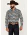 Image #1 - Cody James Men's Showdown Paisley Print Long Sleeve Snap Western Shirt, Navy, hi-res